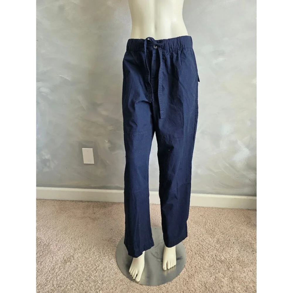 Banana Republic Navy Blue Straight Wide Leg Pants Dockside Sz M Womens